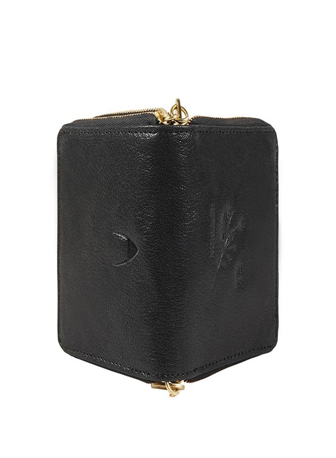 هاي ديزاين محفظة نسائية من الجلد الطبيعي من هايدساين بسحاب دائري - أسود - Image 4